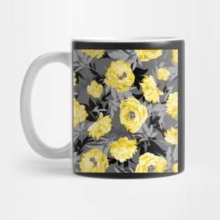 Yellow peonies - gray leaves Mug